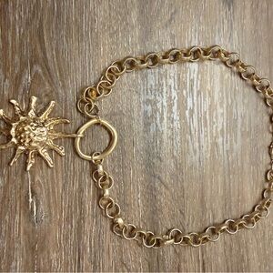 Gold Sun Pendant Chain Bracelet